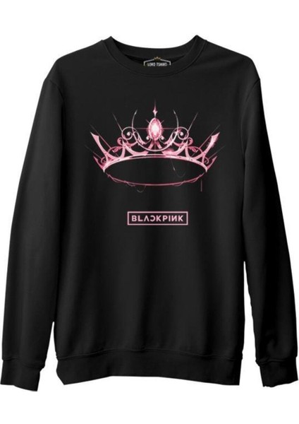 Black Pink - Crown Siyah Erkek Kalın Sweatshirt