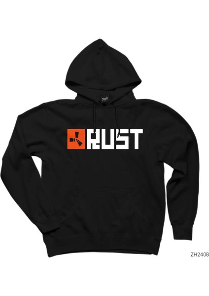 Rust Logo 1 Siyah Kapşonlu Sweatshirt Hoodie