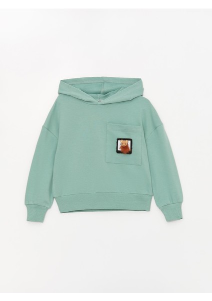 Kız Çocuk Ayıcık Cep Kapüşonlu SweatShirt