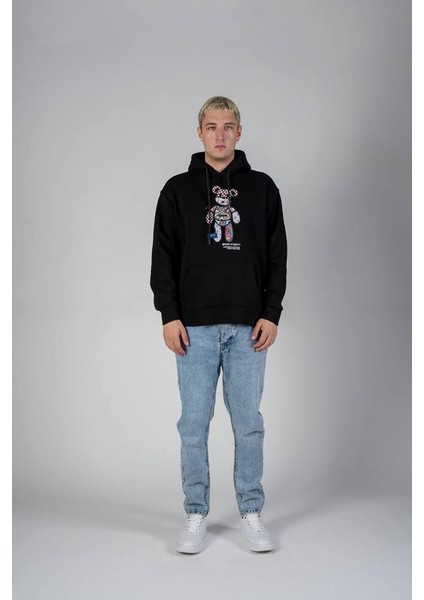 Unisex Siyah Oversize Kapşonlu Sweatshirt fiyatları