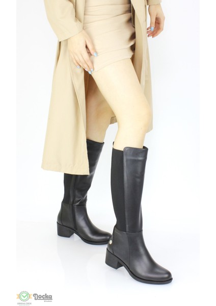 Kadın Deri Lastik Baldır Detaylı Ortopedik Çizme M24/Kc2040 modelleri