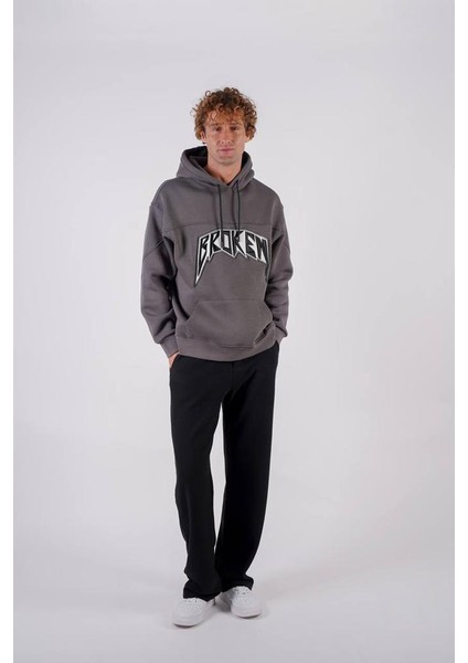 Smoked Broken Oversize Kapşonlu Sweatshirt