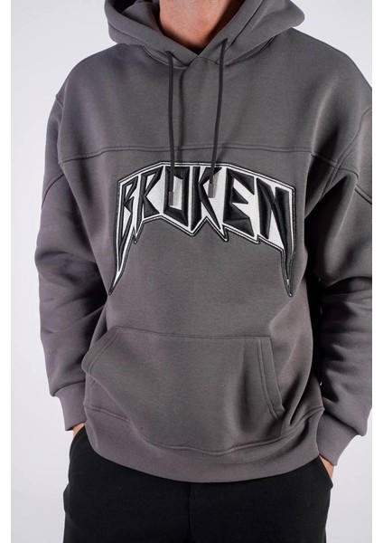 Smoked Broken Oversize Kapşonlu Sweatshirt