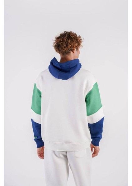Beyaz Nakışlı Oversize Kapşonlu Sweatshirt fiyatları