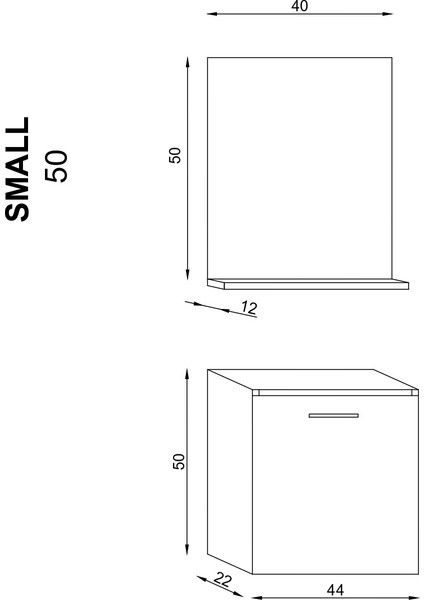 Small 50 cm Beyaz Banyo Dolabı