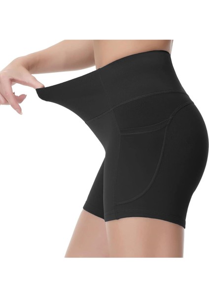 Kadın Toparlayıcı Yüksek Bel Cepli Egzersiz Fitnes Koşu Kısa Spor Tayt fiyatları