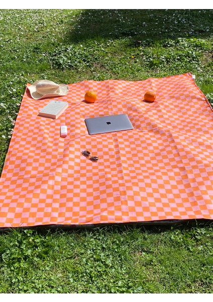 Plaj Piknik Kamp Için Su Geçirmez Örtü 140X170CM Turuncu Pembe