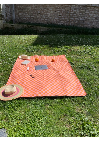 Plaj Piknik Kamp Için Su Geçirmez Örtü 140X170CM Turuncu Pembe fırsatları
