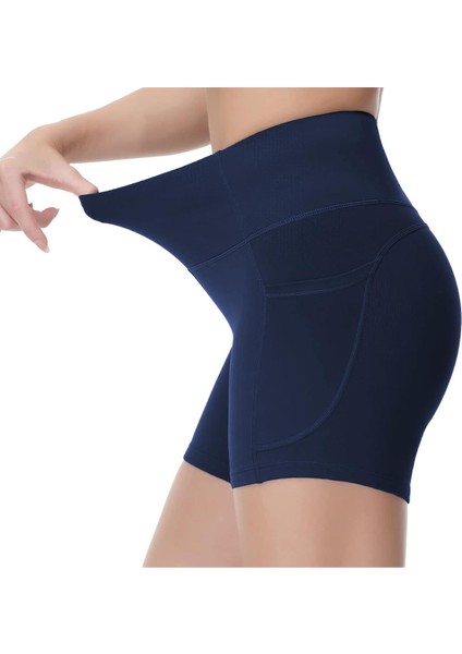 Kadın Toparlayıcı Yüksek Bel Cepli Egzersiz Fitnes Koşu Kısa Spor Tayt fiyatları
