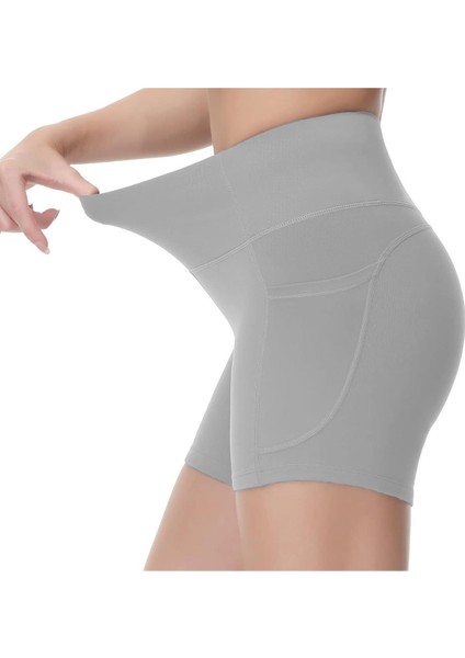 Kadın Toparlayıcı Yüksek Bel Cepli Egzersiz Fitnes Koşu Kısa Spor Tayt fiyatları