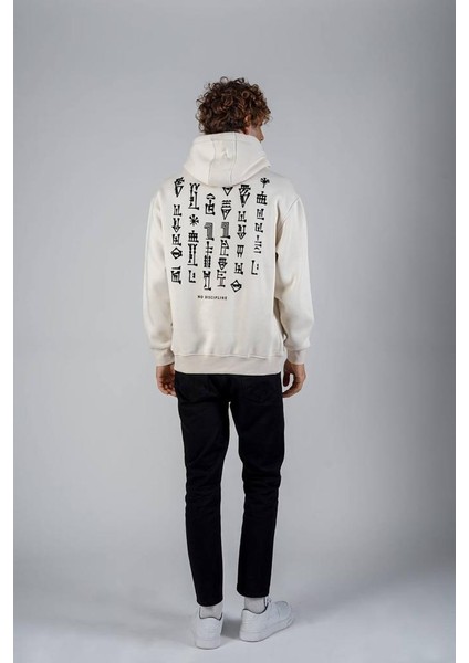 Bej Sırtı Flok Oversize Kapşonlu Sweatshirt fırsatları