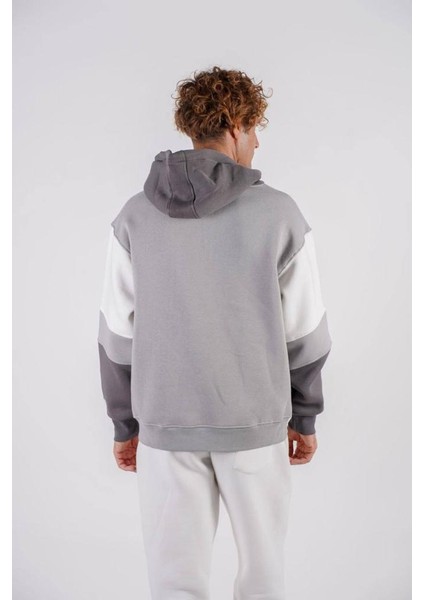 Gri Nakışlı Oversize Kapşonlu Sweatshirt modelleri