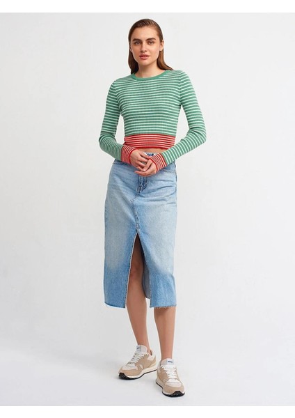 Bisiklet Yaka Çizgili Kazak modelleri