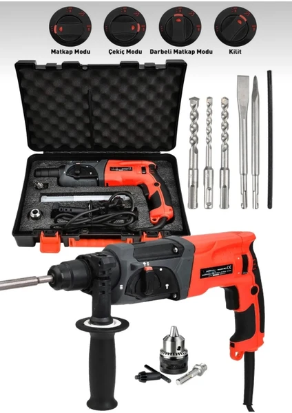 Extra Güçlü 4200W Probakır Sargı Kırıcı Delici Darbeli Hilti Matkap 5 Adet Uç Metal Şanzuman Ggrmn-Kırcı3