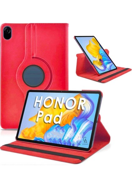 Honor Pad X9 11.5 Inç Uyumlu 360° Dönebilen Standlı Tablet Kılıfı Kırmızı