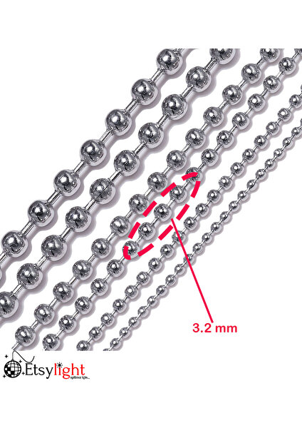 3.2 Mm, Top Zincir, 1 Metre, Künye Zinciri, Kart Askı Zinciri, Tırnak Makası Zinciri, Ball Chain