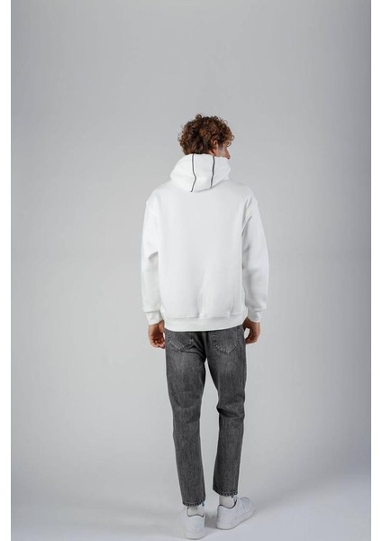 Unisex Beyaz Your Only Oversize Kapşonlu Sweatshirt modelleri