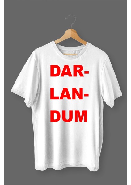 Darlandum Baskılı Pamuklu Likralı T-Shirt (Kırmızı Yazılı Beyaz
