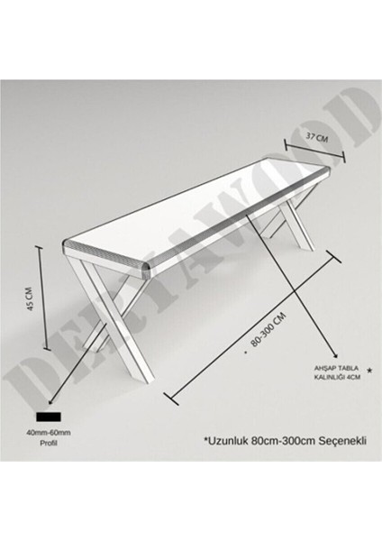 Masif Ahşap Andora Bank Beyaz Ayak  37*80*45CM