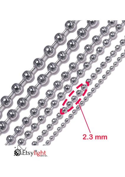 2,3 mm Top Zincir, 1 Metre, Tırnak Makası Zinciri,  Ball Chain, Cüzdan Zinciri, Kartzinciri