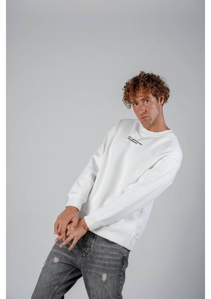 Unisex Beyaz Remember Oversize Sweatshirt fiyatları