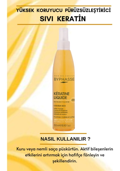 Kuru Saçlara Özel Sıvı Keratin Yüksek Koruyucu Pürüzsüzleştirici 250 ml