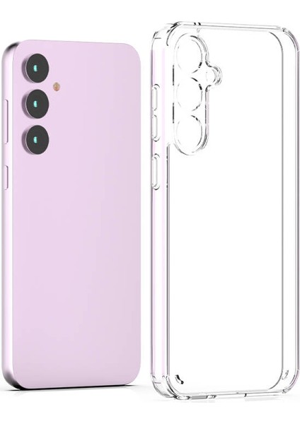 Samsung Galaxy S23 Fe Kılıf Coss Şeffaf Sert Kapak Silikon + Ekran Koruyucu