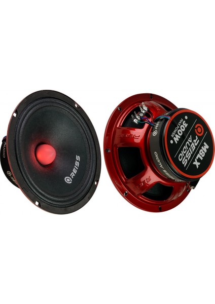 RS-M8LX Işıklı Yeni Seri Çifti 600WAT-300W Rms Metal Kapaklı 20 cm Oto Midrange Hoparlör