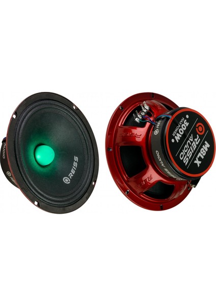 RS-M8LX Işıklı Yeni Seri Çifti 600WAT-300W Rms Metal Kapaklı 20 cm Oto Midrange Hoparlör