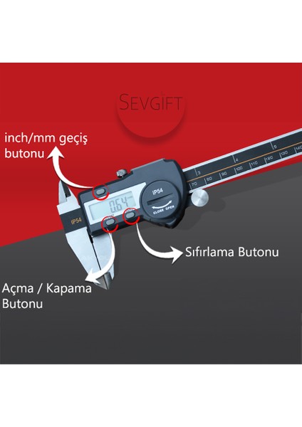 5110-300 Dijital Kumpas 0-300MM (IP54 Korumalı)