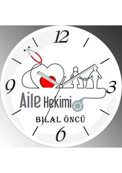 Aile Hekimi Çap 30CM Sessiz Akar Bombeli Gerçek Cam Duvar Saati