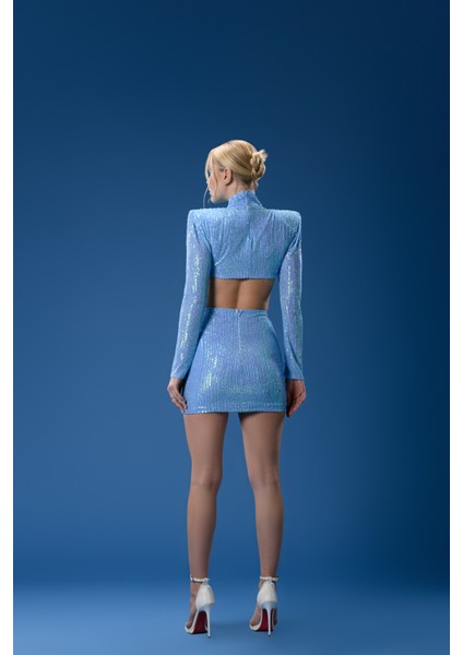 Payetli Cut Out Detaylı Payetli Mini Elbise modelleri