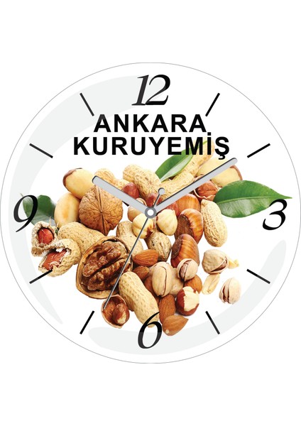 Kişiye Firmaya Özel Kuruyemiş Çap 30CM Bombeli Gerçek Cam Duvar Saati