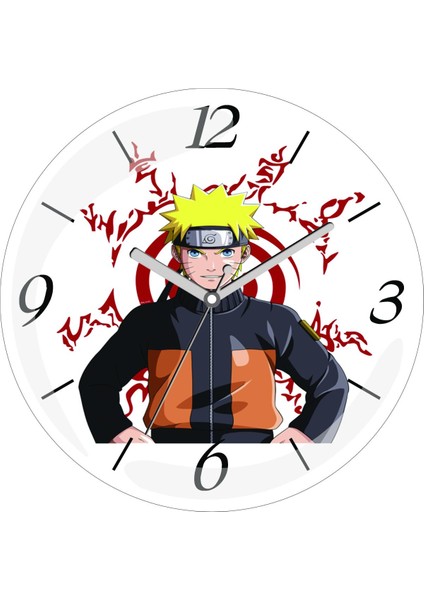 Naruto Shinobi Çap 30CM Sessiz Akar Bombeli Gerçek Cam Duvar Saati