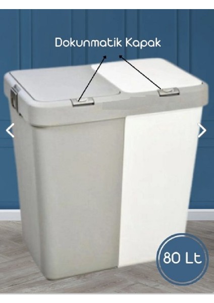 Gri Beyaz Ikili Kirli Sepeti ve Çöp Kovası Temizlik Çamaşır Dokunmatik Kirli Sepeti 2 Bölmeli fiyatları