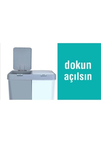Gri Beyaz Ikili Kirli Sepeti ve Çöp Kovası Temizlik Çamaşır Dokunmatik Kirli Sepeti 2 Bölmeli fırsatları