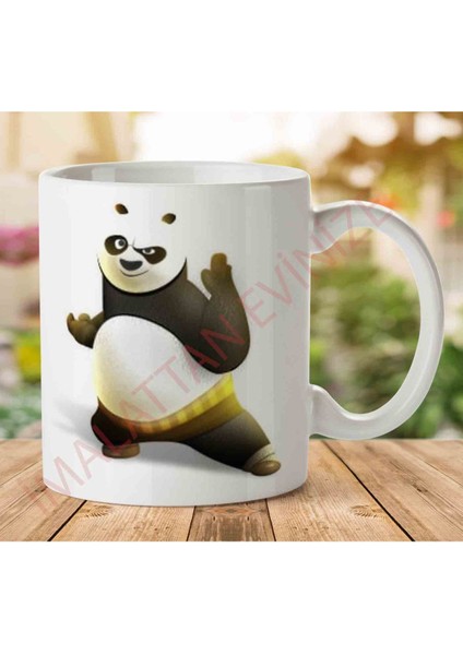 1-1683 Kung Fu Panda Iki Tarafı Baskılı Kupa Bardak