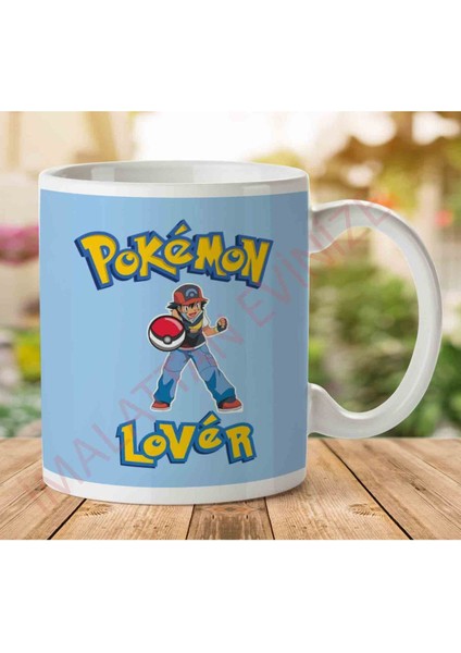 1-1743 Pokemon Lover Ash Iki Tarafı Baskılı Kupa Bardak