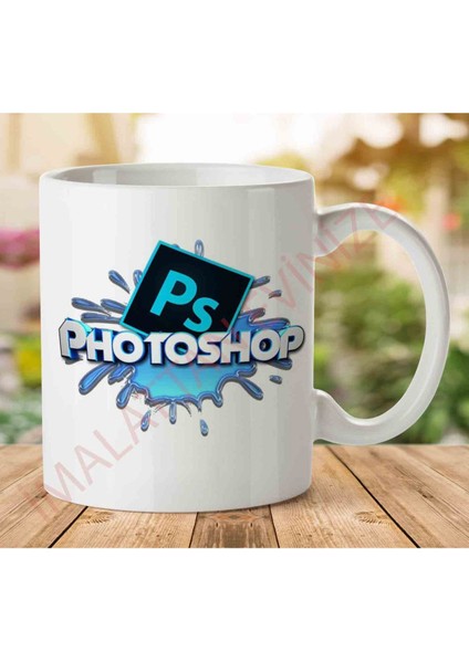 A2503 Photoshop Logo Iki Tarafı Baskılı Kupa Bardak