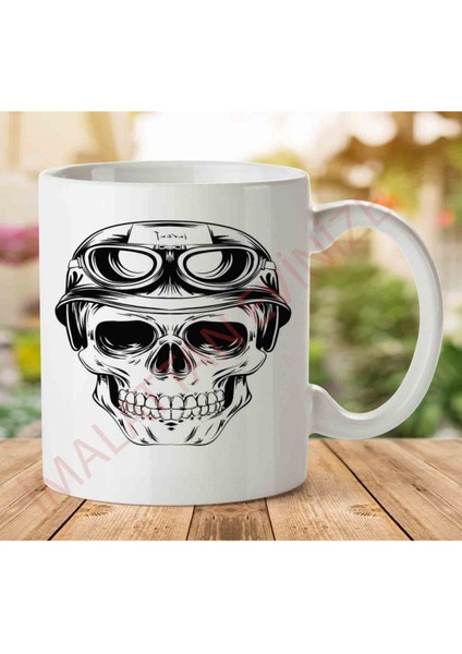 1-1146 Motorcu Kuru Kafa Iki Tarafı Baskılı Kupa Bardak