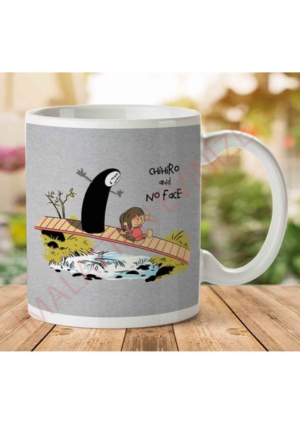 1-1289 Chihiro And No Face Calvin And Hobbs Spirited Away Iki Tarafı Baskılı Kupa Bardak
