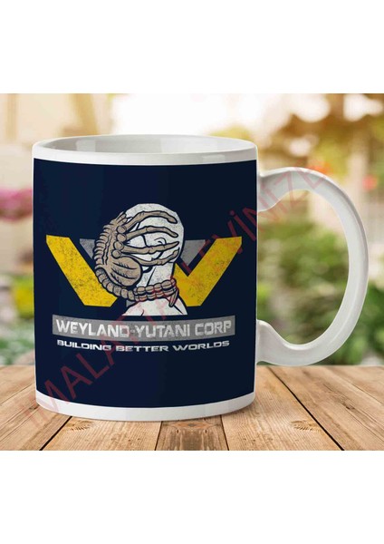 1-2248 Weyland Yutani Corp Building Better Worlds Alien Iki Tarafı Baskılı Kupa Bardak
