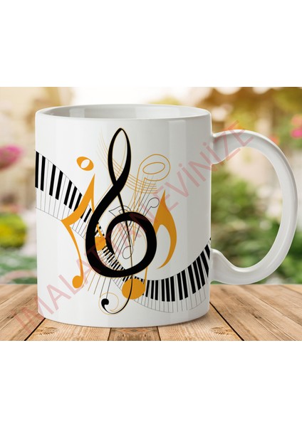 1-339 Müzik Sol Anahtarı Iki Tarafı Baskılı Kupa Bardak