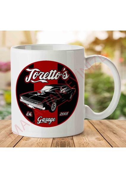 1-2224 Torettos Garage Iki Tarafı Baskılı Kupa Bardak