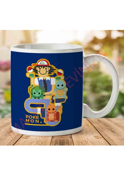 1-1671 Pokemon Ash And Chums Iki Tarafı Baskılı Kupa Bardak