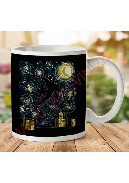 1-2088 Starry Spider Man Iki Tarafı Baskılı Kupa Bardak