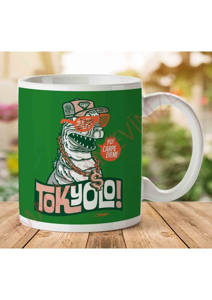 1-2222 Tokyolo Yo Carpe Diem Godzillajpeg Iki Tarafı Baskılı Kupa Bardak
