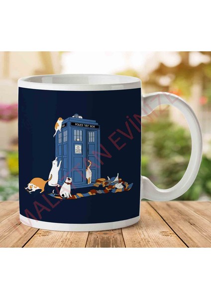 1-2219 Time Travellers Cats Doctor Who Tardis Iki Tarafı Baskılı Kupa Bardak