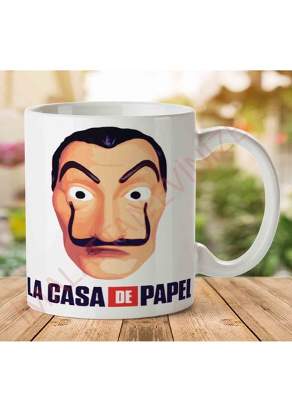 1-1113 La Casa De Papel Yazılı Yüz Iki Tarafı Baskılı Kupa Bardak