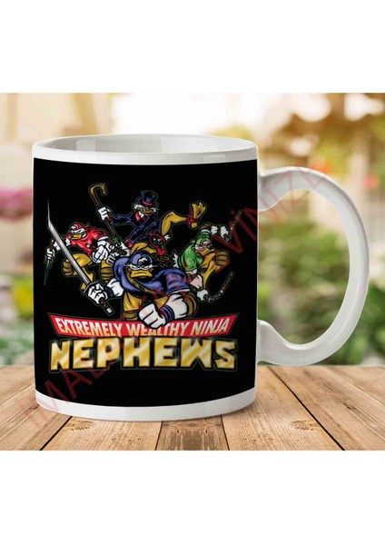 1-1379 Extremely Wealthy Ninja Nephews Ducktales Tmnt Iki Tarafı Baskılı Kupa Bardak